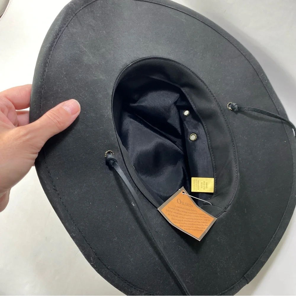 Oilskin Water Repellent Outback Style Brimmed Hat Chin Strap NWT S